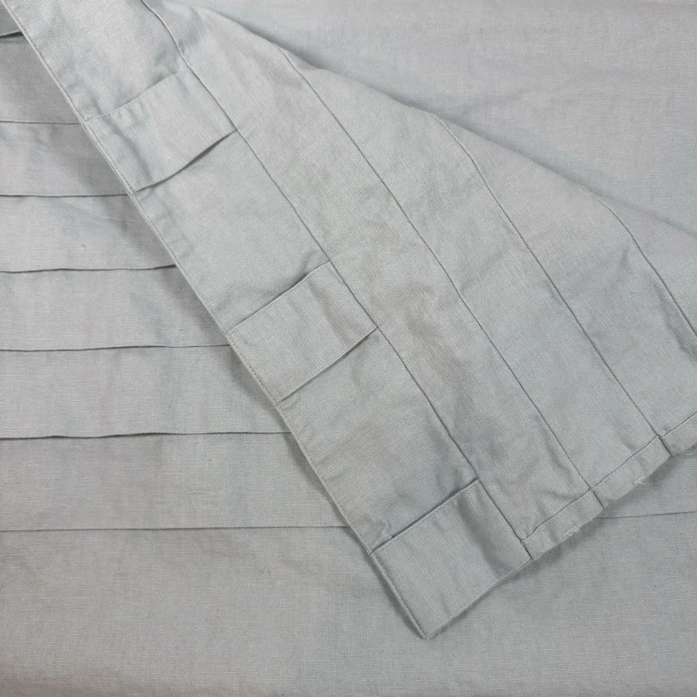 Pottery Barn Light Blue Linen Cotton Pleated Curtain Panels 78in 4 Panels Set